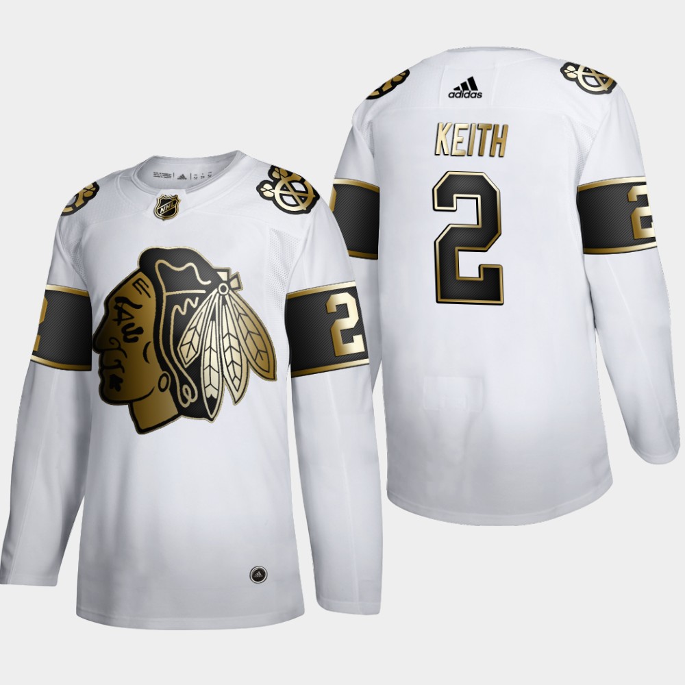 Chicago Blackhawks #2 Duncan Keith Men Adidas White Golden Edition Limited Stitched NHL Jersey->chicago blackhawks->NHL Jersey